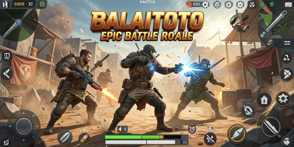 Screenshot BALAITOTO menampilkan aksi intens dalam pertarungan Battle Royale.