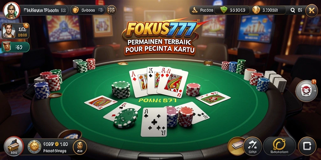 Tampilan gameplay menarik dari FOKUS777 dengan suasana Poker yang mendebarkan.