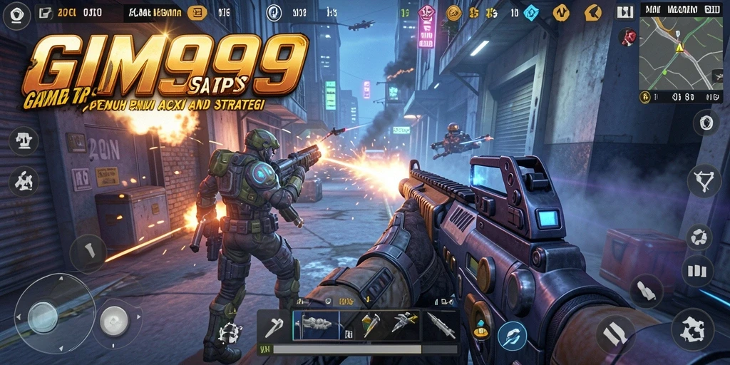 Gameplay GIM999 yang intens dan menegangkan di medan perang.