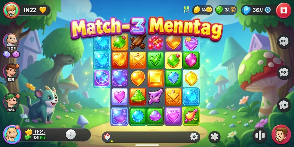 Screenshot gameplay IN22 menampilkan tantangan Match-3 yang memikat.