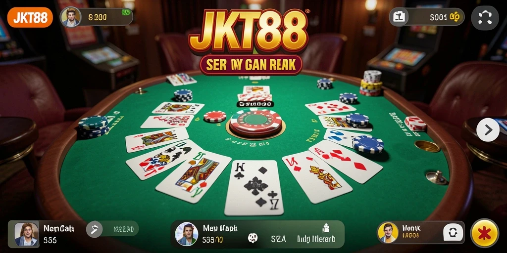 Screenshot gameplay JKT88 menampilkan serunya permainan Gaple.
