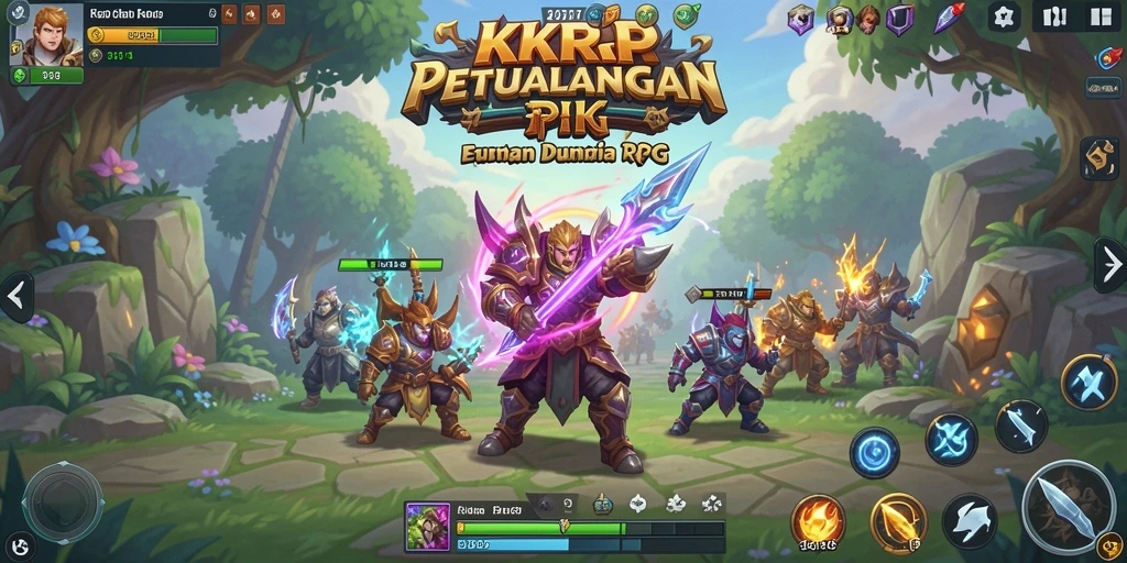 Screenshot gameplay KKRP menampilkan pertempuran epik dan eksplorasi dunia.