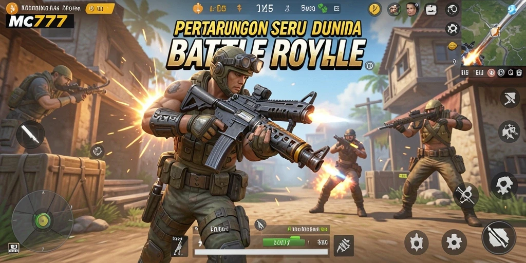 Tampilan gameplay seru dari MC777 di arena tempur Battle Royale.