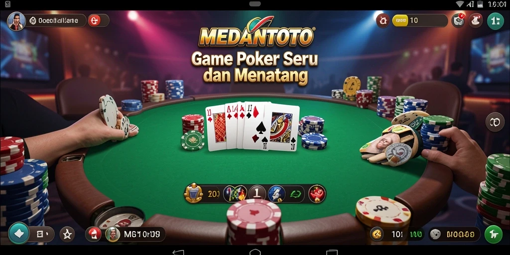 Screenshot gameplay MEDANTOTO yang menunjukkan suasana seru bermain poker.