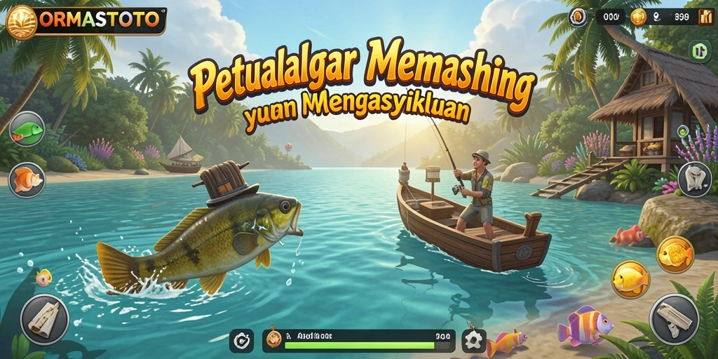Screenshot gameplay ORMASTOTO yang menampilkan keseruan memancing.