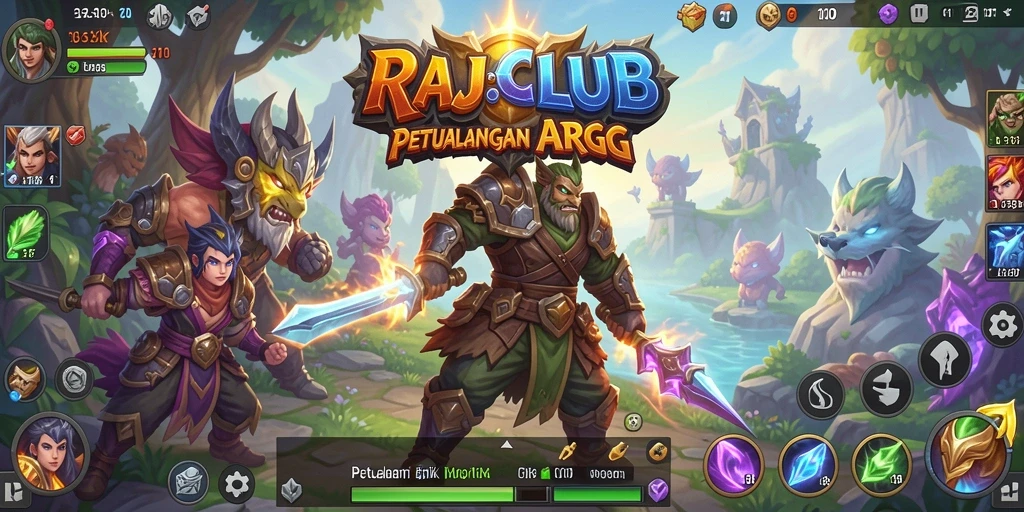 Tampilan gameplay RAJACLUB yang menampilkan pertarungan seru dalam dunia fantasi