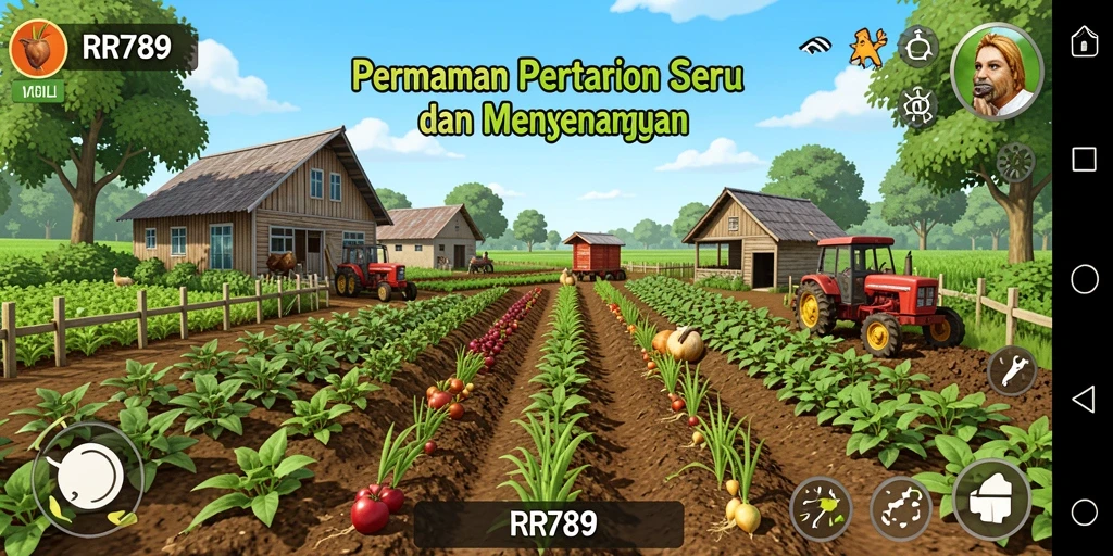 Tangkapan layar utama RR789 menampilkan permainan pertanian yang menarik dan penuh warna.