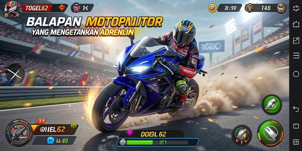 Gameplay balapan motor TOGEL62 yang mencengangkan dan penuh aksi.