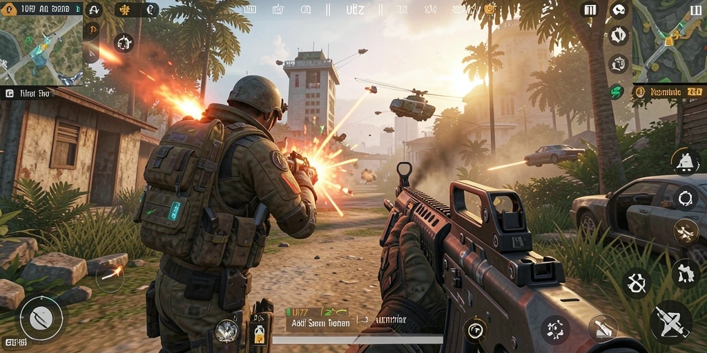 Screenshot utama UH77 menampilkan aksi seru gameplay TPS.